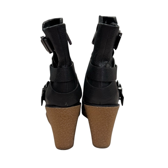 BCBGeneration Black Leather Wedge Booties Size 7.5 - Picture 5 of 9